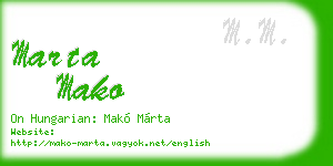 marta mako business card